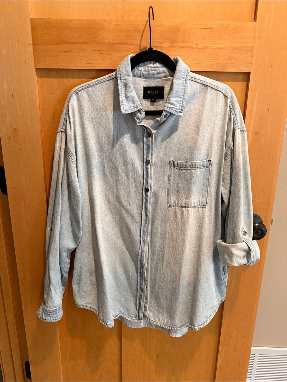 Risen Light Blue Denim Button-Down Shirt